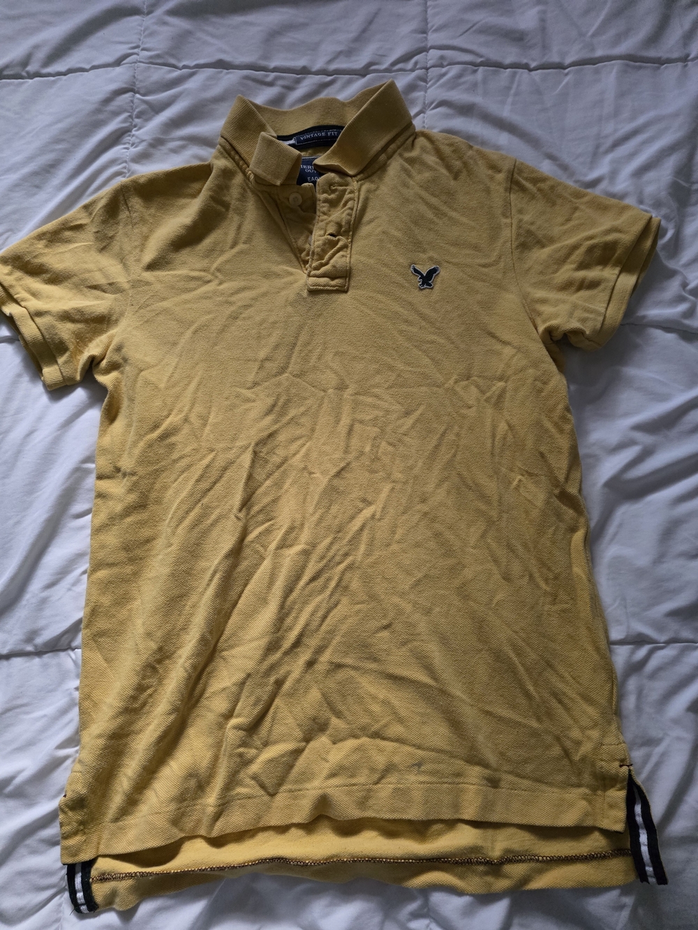 American Eagle Outfitters Men's Yellow Polo Shirt